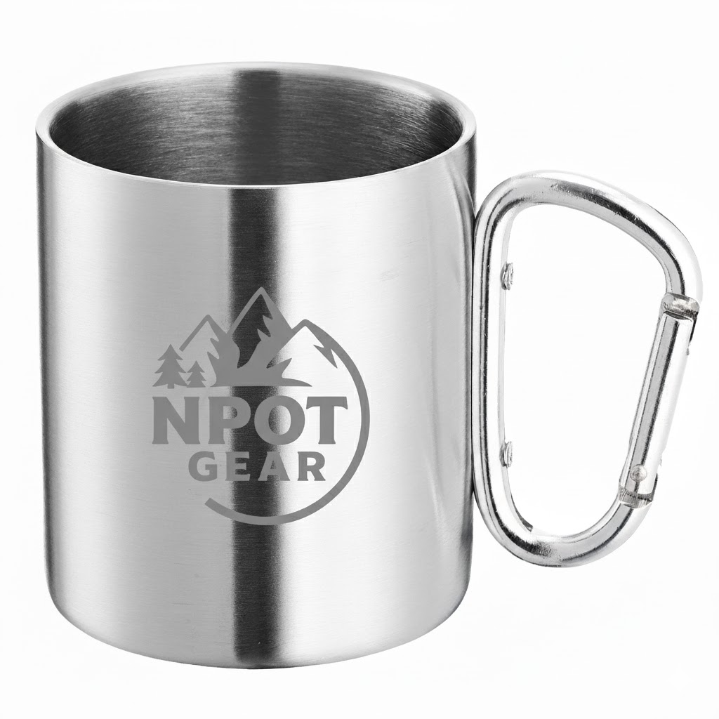 Stainless Steel Coffee Mug with Carabiner Handle